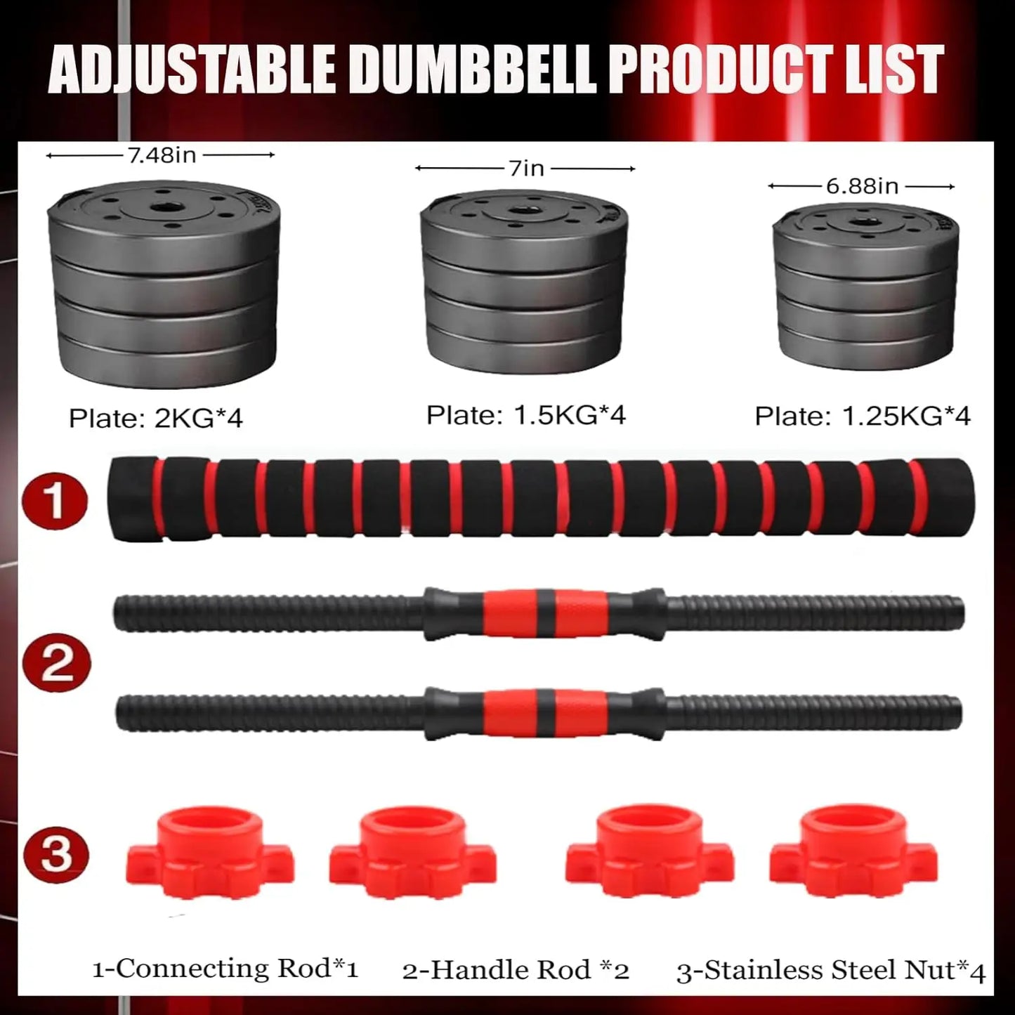 Adjustable Dumbbell Set For Home Gym 3-In-1 Ergonomic Modes
