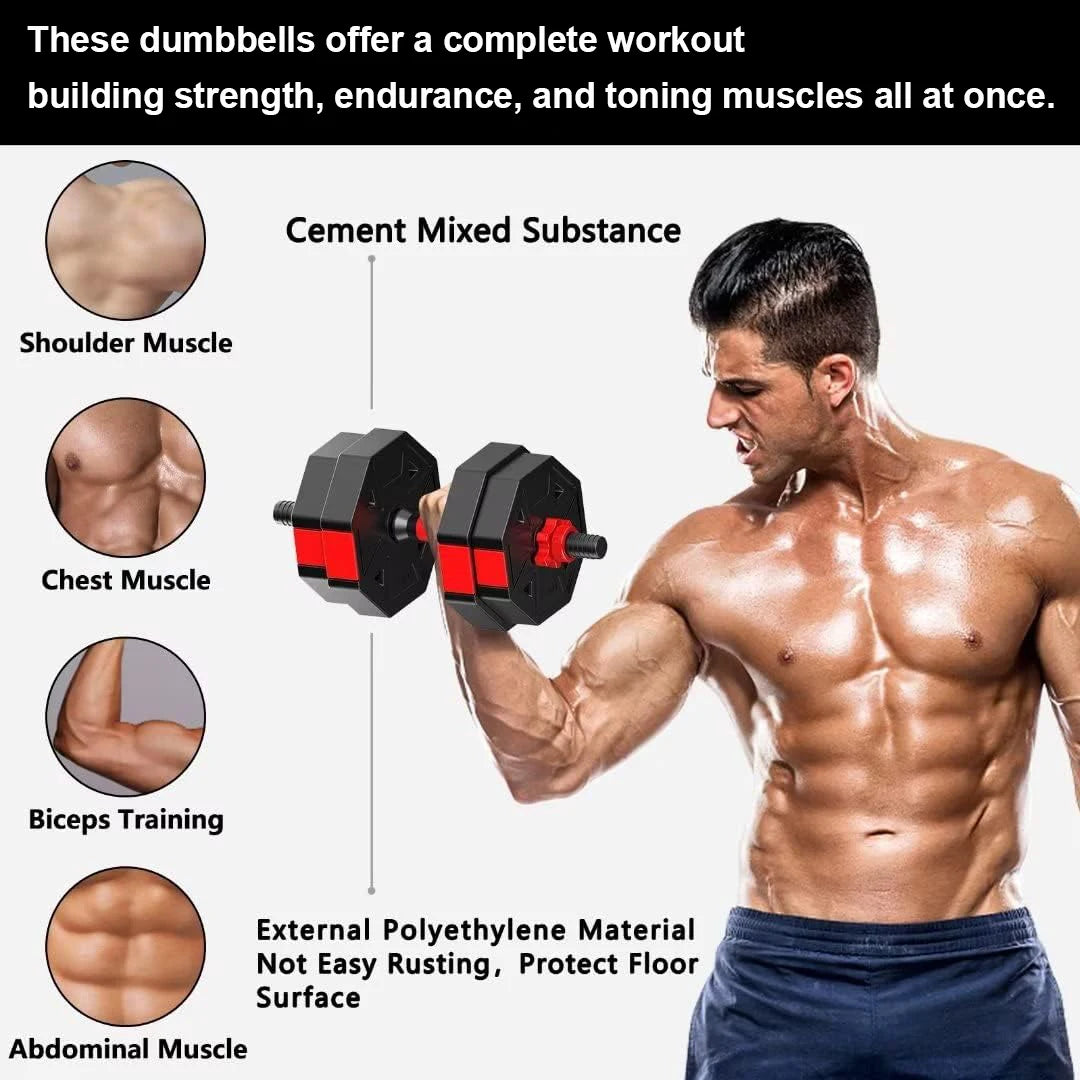 Adjustable Dumbbell Barbell Three In One Home Gym System