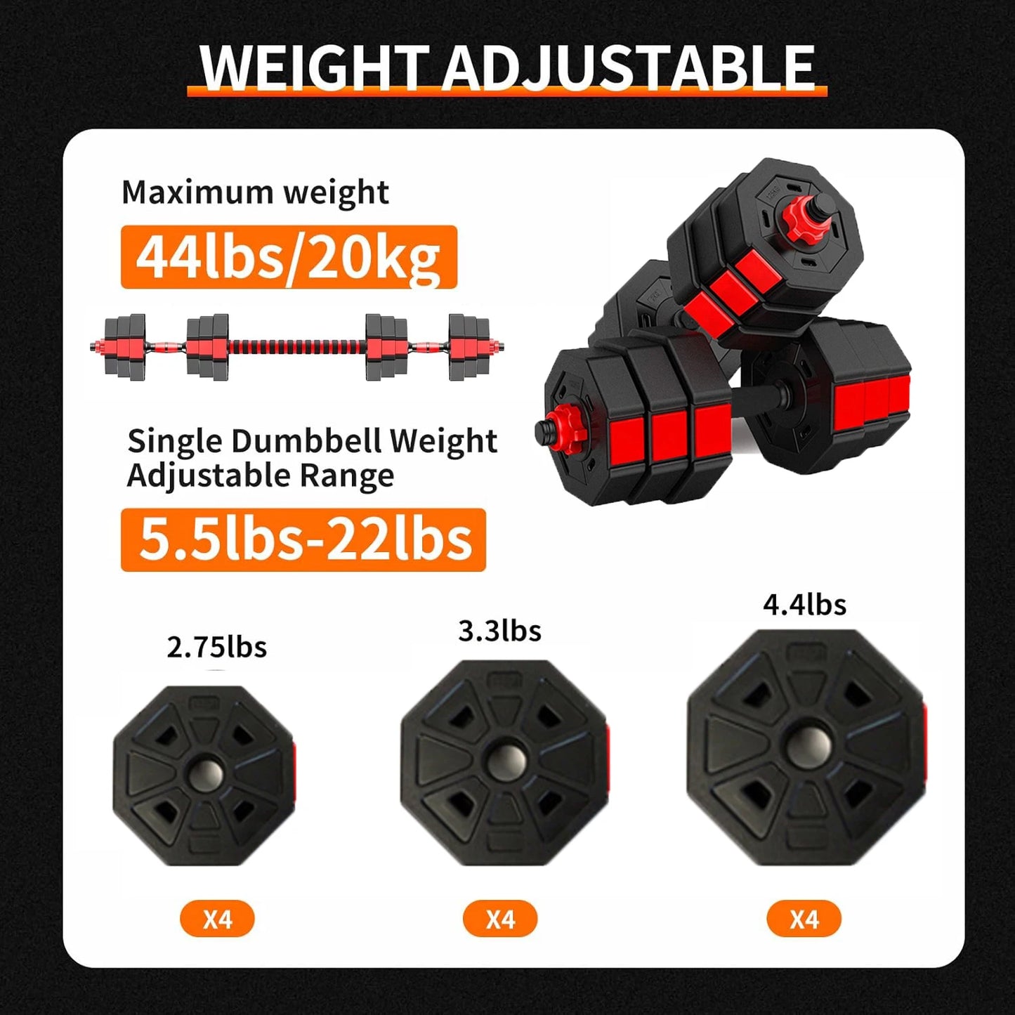 Adjustable Dumbbell Barbell Three In One Home Gym System
