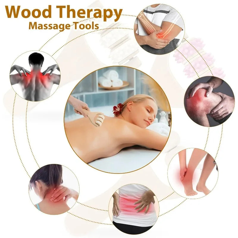 Wooden Massage Roller Set Handheld Body and Foot Massager