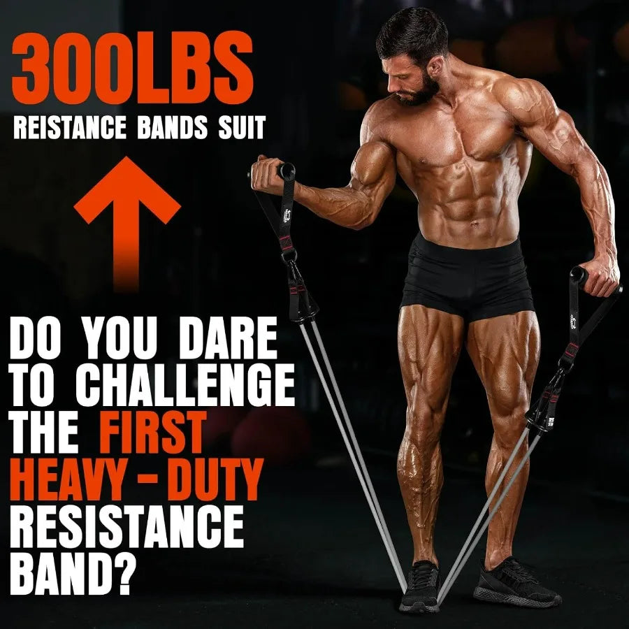 Heavy Resistance Bands 300LBS With Handles Workout Set