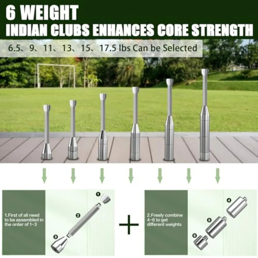NONE Adjustable Macebell 6-in-1 Premium Steel Indian Club