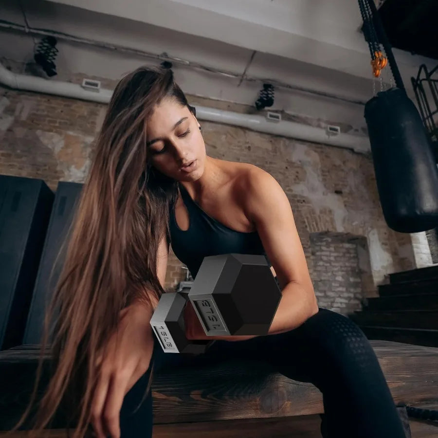 XMSJ Rubber Encased Hex Dumbbell Set For Home Gym Training