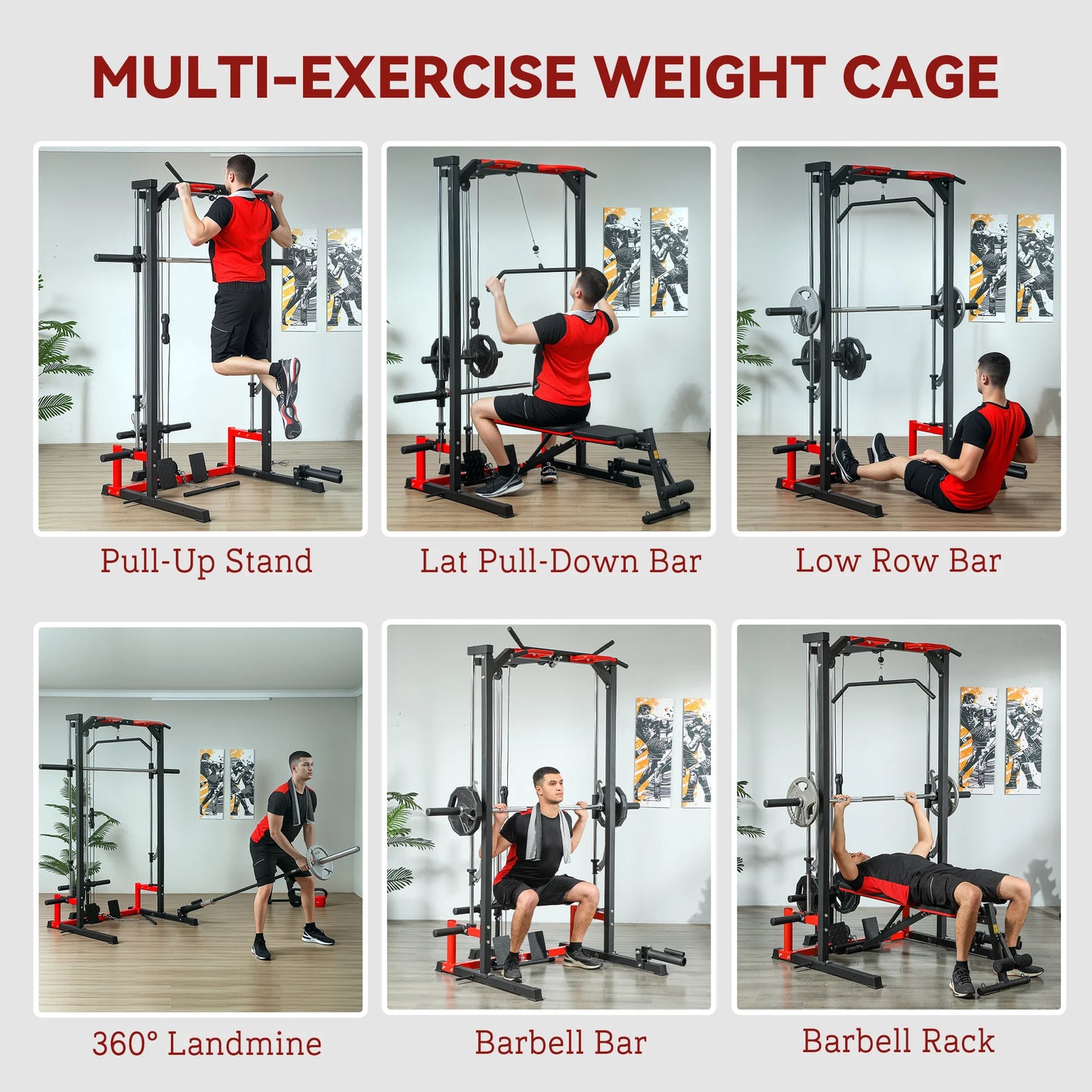 Smith Machine Multi Function Power Cage With Lat Pulldown System