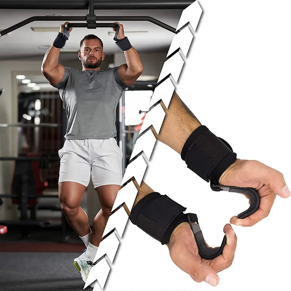 Weight Lifting Hook Grips With Wrist Wraps For Gym Training
