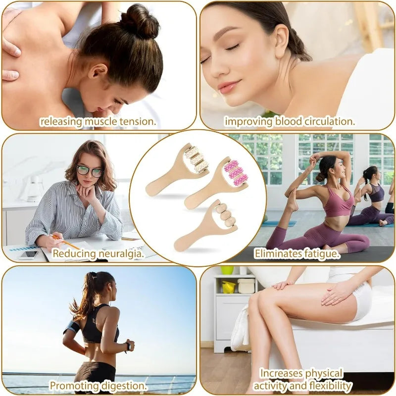 Wooden Massage Roller Set Handheld Body and Foot Massager