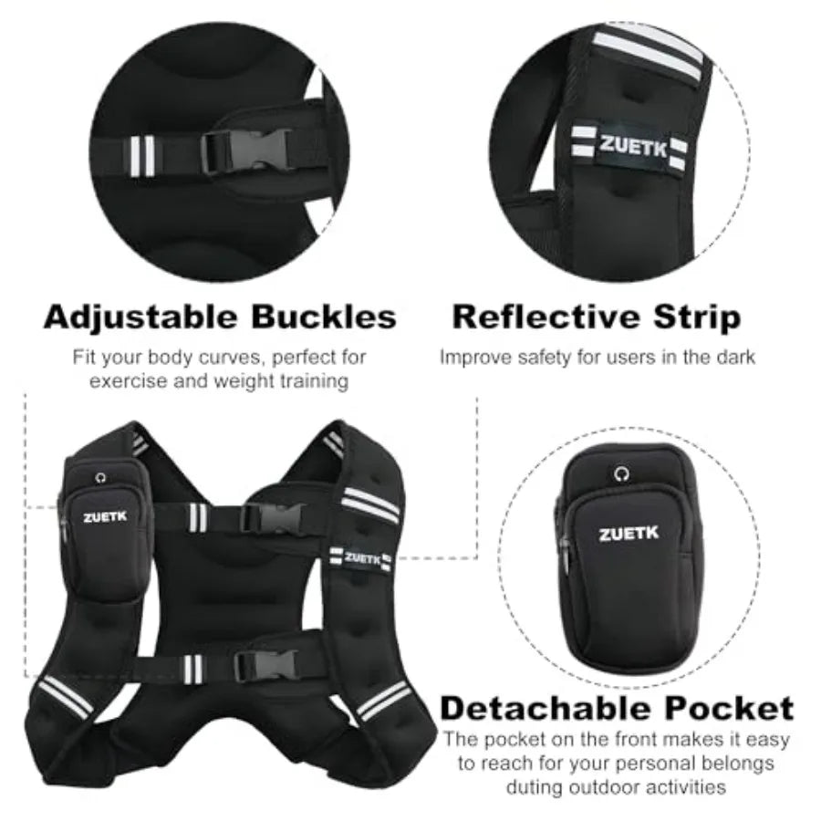 LISM Weighted Vest 6to30 Lb Reflective Stripe For Training