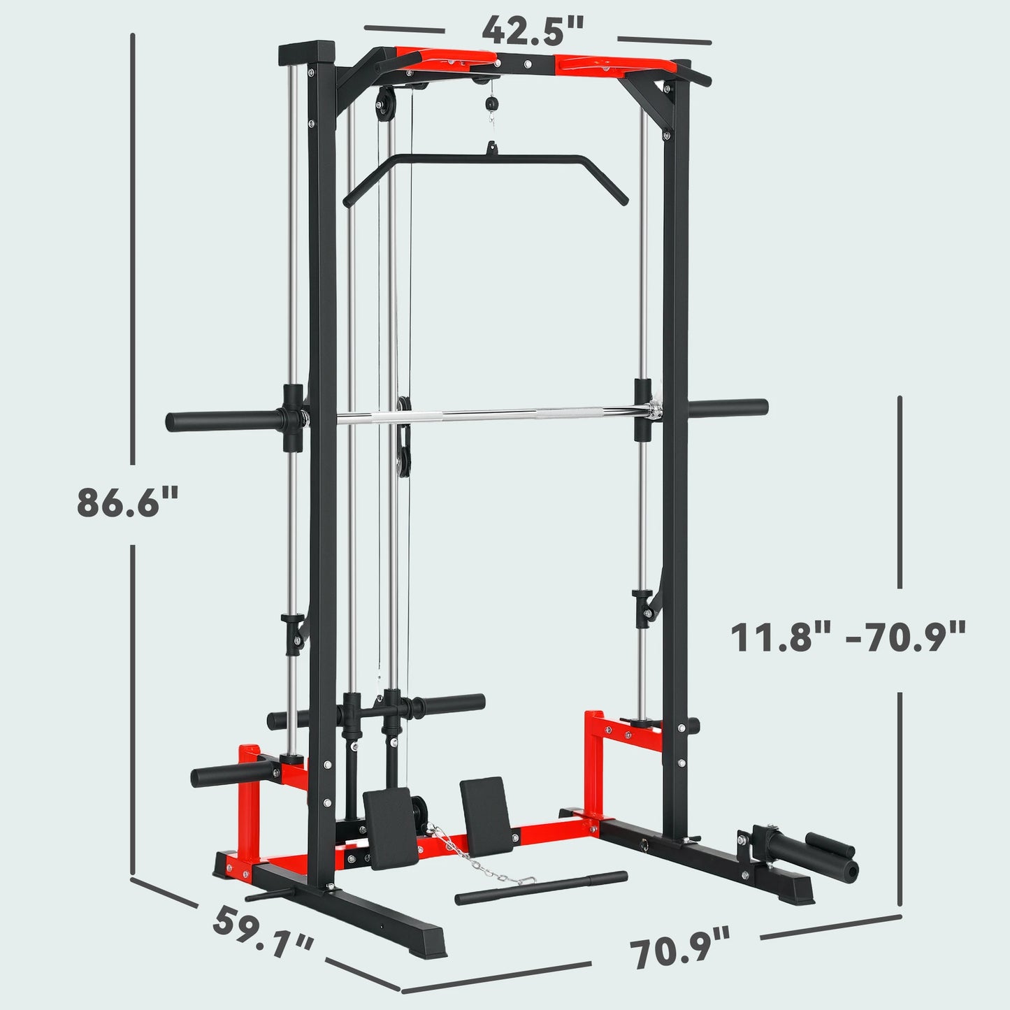 Smith Machine Multi Function Power Cage With Lat Pulldown System