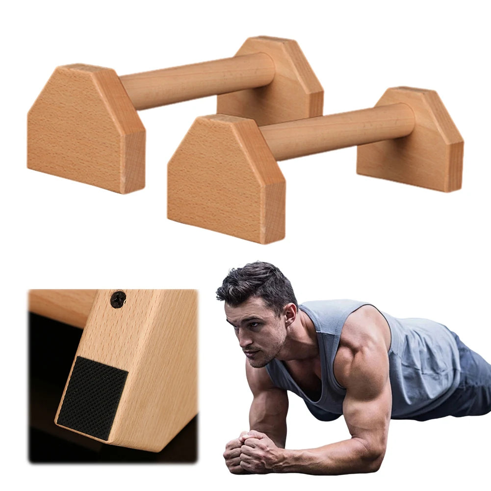 alloetHign-concerned Wooden Push Up Stand Heavy Duty Non Slip Bar