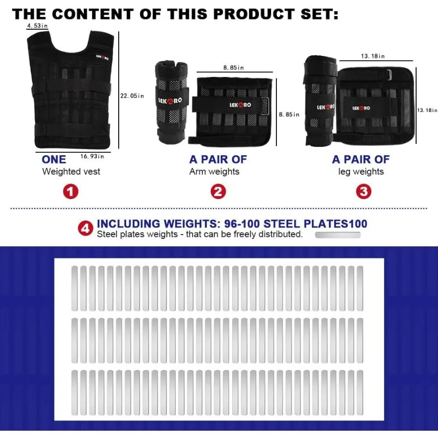 LISM Adjustable Weighted Vest 44LB For Men Women Fitness Gear