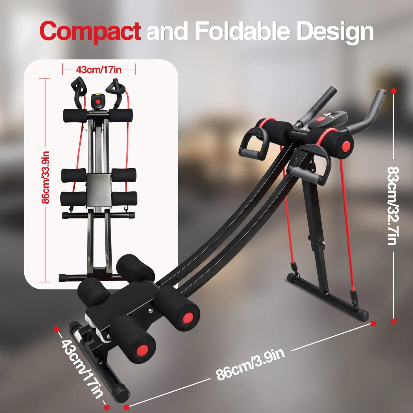 Foldable Ab Machine for Home Gym With LCD Display 440lbs